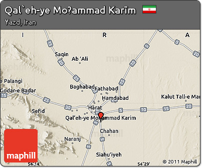 Shaded Relief Map of Qal`eh-ye Moḩammad Karīm