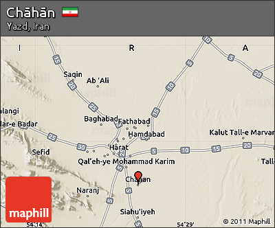 Shaded Relief Map of Chāhān