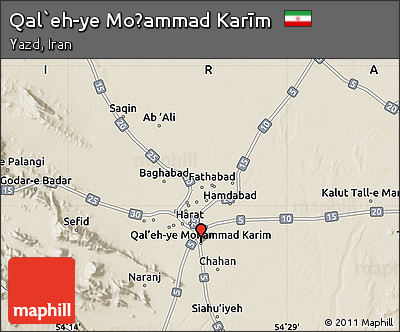 Shaded Relief Map of Qal`eh-ye Moḩammad Karīm