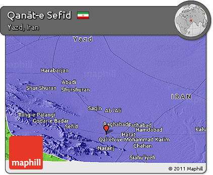 Political Panoramic Map of Qanāt-e Sefīd