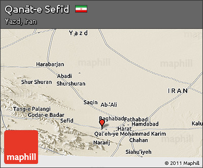 Shaded Relief Panoramic Map of Qanāt-e Sefīd