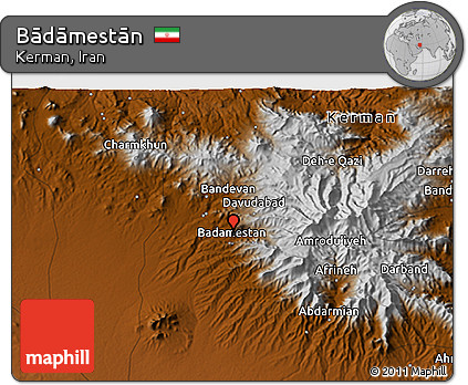 Physical 3D Map of Bādāmestān