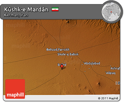 Physical 3D Map of Kūshk-e Mardān