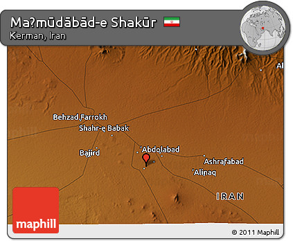 Physical 3D Map of Maḩmūdābād-e Shakūr
