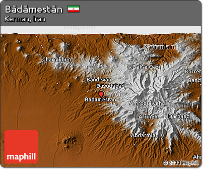 Physical 3D Map of Bādāmestān