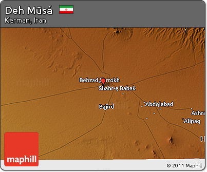 Physical 3D Map of Deh Mūsá