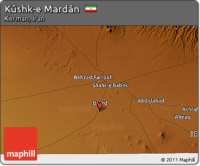 Physical 3D Map of Kūshk-e Mardān