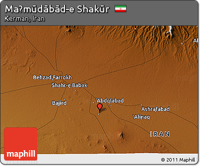 Physical 3D Map of Maḩmūdābād-e Shakūr