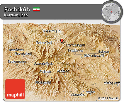 Satellite 3D Map of Poshtkūh