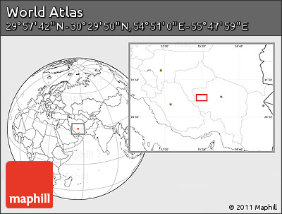 Blank Location Map of the Area around 30° 13' 46" N, 55° 19' 30" E