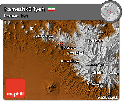 Physical Map of Kameshkū'īyeh
