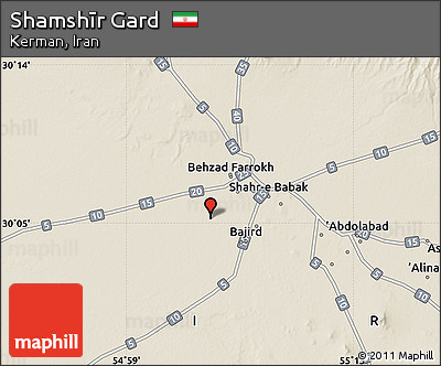 Shaded Relief Map of Shamshīr Gard