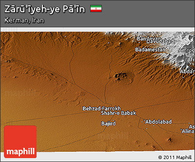 Physical Panoramic Map of Zārū'īyeh-ye Pā'īn