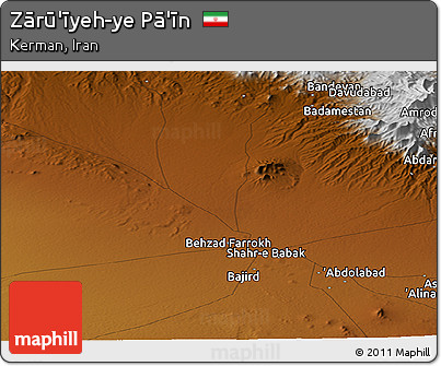 Physical Panoramic Map of Zārū'īyeh-ye Pā'īn