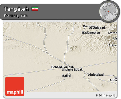 Shaded Relief Panoramic Map of Tangāleh