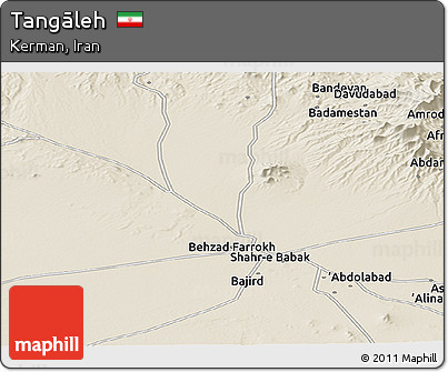 Shaded Relief Panoramic Map of Tangāleh