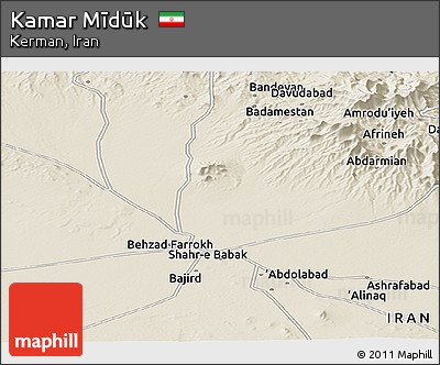 Shaded Relief Panoramic Map of Kamar Mīdūk