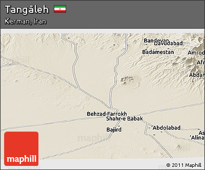 Shaded Relief Panoramic Map of Tangāleh