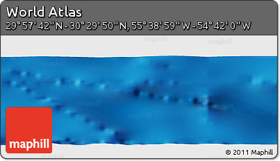 Shaded Relief Panoramic Map of the Area around 30° 13' 46" N, 55° 10' 29" W