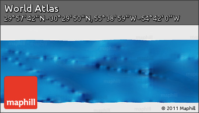 Shaded Relief Panoramic Map of the Area around 30° 13' 46" N, 55° 10' 29" W