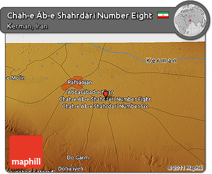 Physical 3D Map of Chāh-e Āb-e Shahrdārī Number Eight