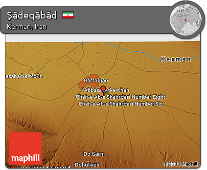 Physical 3D Map of Şādeqābād