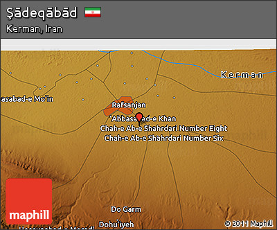 Physical 3D Map of Şādeqābād
