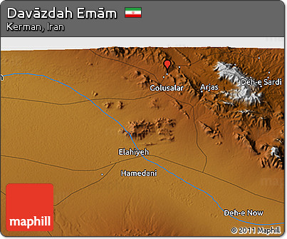 Physical 3D Map of Davāzdah Emām