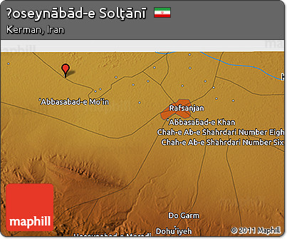 Physical 3D Map of Ḩoseynābād-e Solţānī