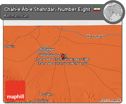 Political 3D Map of Chāh-e Āb-e Shahrdārī Number Eight