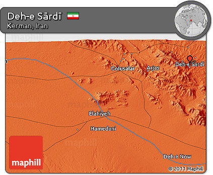 Political 3D Map of Deh-e Sārdī