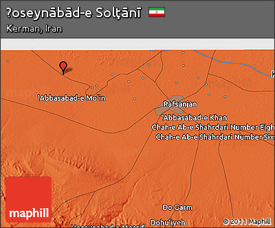 Political 3D Map of Ḩoseynābād-e Solţānī