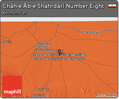 Political 3D Map of Chāh-e Āb-e Shahrdārī Number Eight