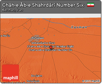 Political 3D Map of Chāh-e Āb-e Shahrdārī Number Six
