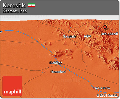 Political 3D Map of Kereshk