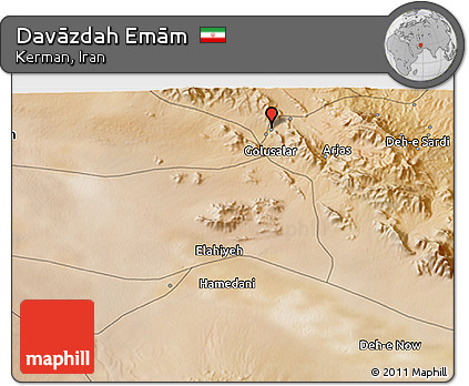 Satellite 3D Map of Davāzdah Emām