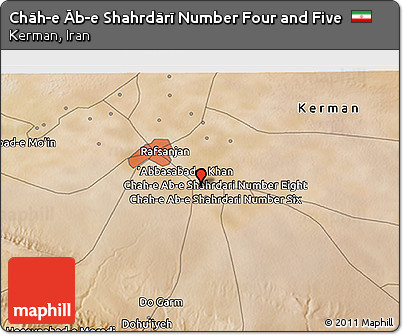 Satellite 3D Map of Chāh-e Āb-e Shahrdārī Number Four and Five