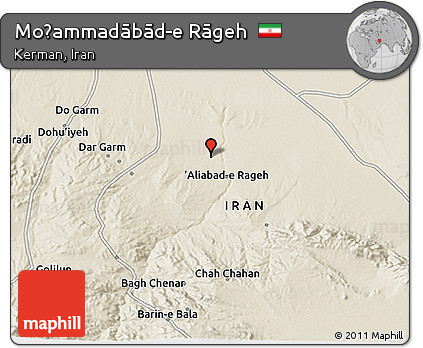 Shaded Relief 3D Map of Moḩammadābād-e Rāgeh