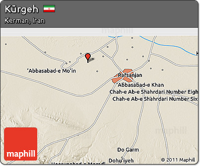 Shaded Relief 3D Map of Kūrgeh