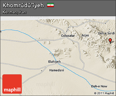 Shaded Relief 3D Map of Khomrūdū'īyeh