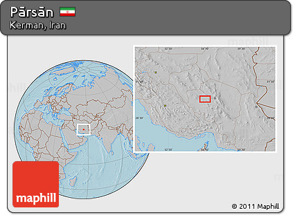 Gray Location Map of Pārsān, hill shading