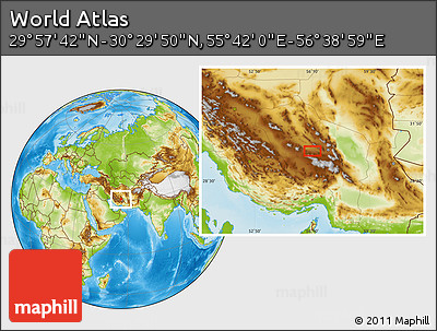 Physical Location Map of the Area around 30° 13' 46" N, 56° 10' 29" E