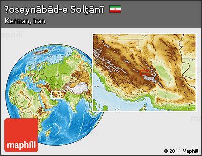 Physical Location Map of Ḩoseynābād-e Solţānī