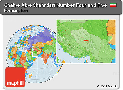 Political Location Map of Chāh-e Āb-e Shahrdārī Number Four and Five
