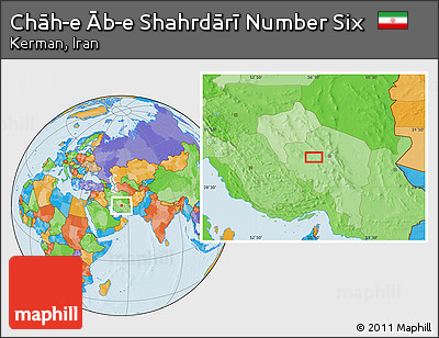 Political Location Map of Chāh-e Āb-e Shahrdārī Number Six