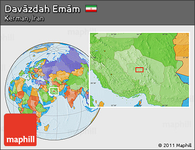 Political Location Map of Davāzdah Emām