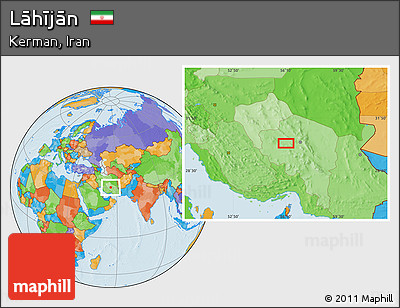 Political Location Map of Lāhījān