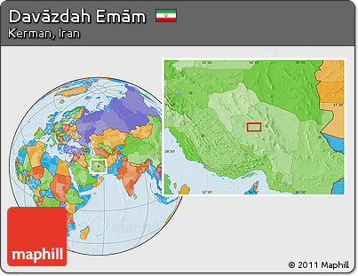 Political Location Map of Davāzdah Emām
