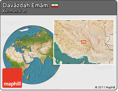 Satellite Location Map of Davāzdah Emām