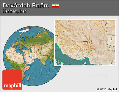Satellite Location Map of Davāzdah Emām